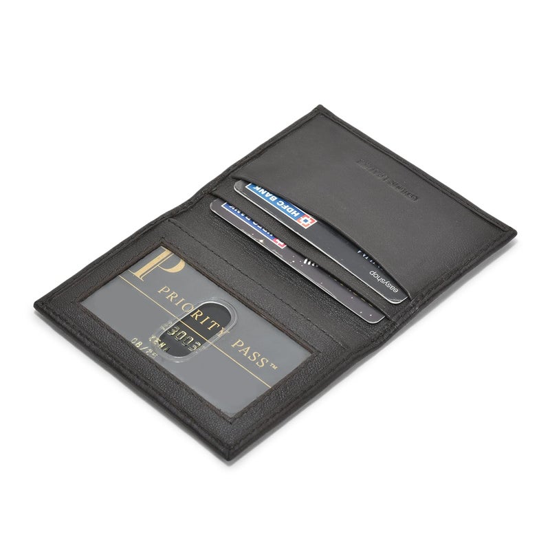 LB LEATHERBOSS Leatherboss Genuine Leather Slim Thin Credit Debit Card ID Mini Holder Bifold Wallet Driver License Safe Holder, Dark Brown - Image 2